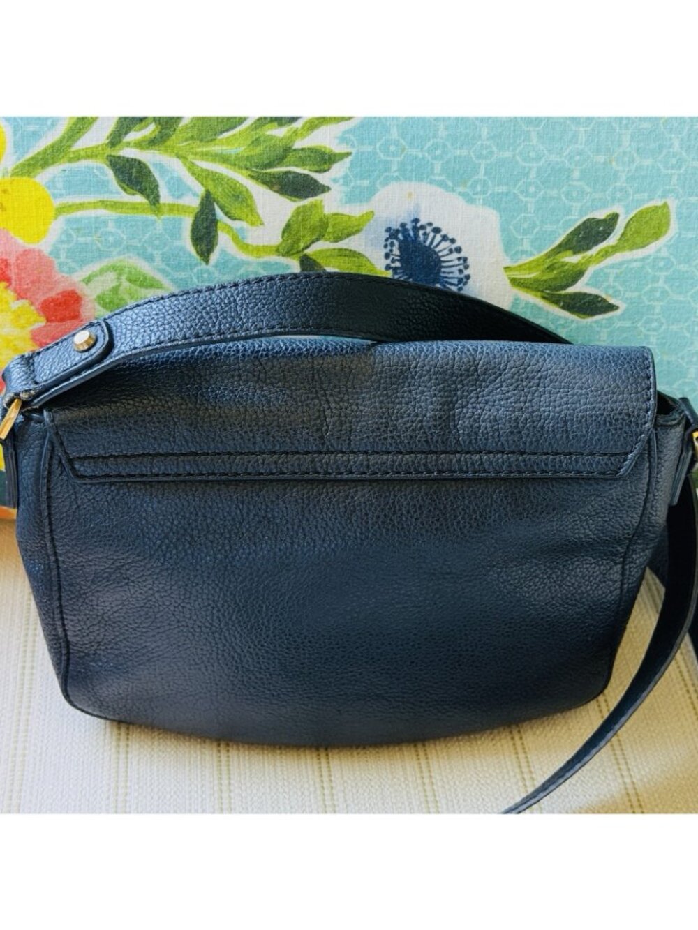 Furla Crossbody Bag Black Textured Leather Gold Accents - Picture 3 of 16